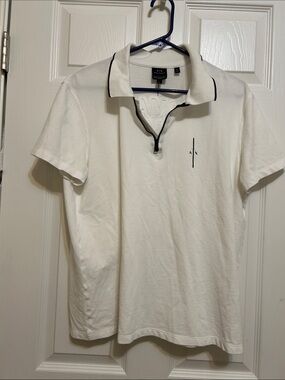 A/X Armani Exchange White Short-Sleeve Polo with Black Trim XL